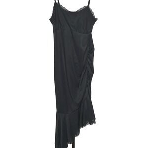 Wild Fable Dress-‎ SMALL- ruched, light, lined mesh dress black strappy